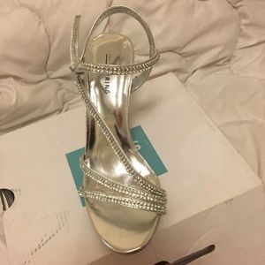Silver sparkling high heels
